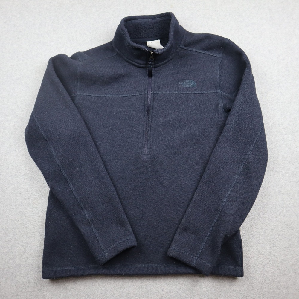 The North Face 1/4 Zip Pullover Mens Small Fleece Navy Blue Outdoor Knit Sweater